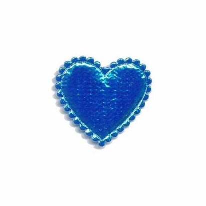 Applicatie glim hart blauw klein 25 x 25 mm (ca. 25 stuks)