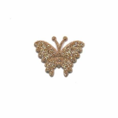 Applicatie glitter vlinder goud klein 20 x 20 mm (25 stuks)