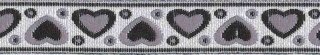 Zwart-grijs-zilver hartjesband 12 mm (ca. 22 m)