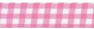 Roze-wit geruit band 19 mm (ca. 32 m)