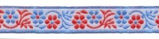 Wit-rood-blauw bloemband 12 mm (ca. 22 m)