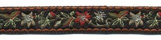Zwart-oranje-wijnrood-zilver bloemband 12 mm (ca. 22 m)