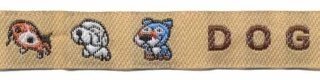 Zand Dog sierband met hondjes 12 mm (ca. 22 m)