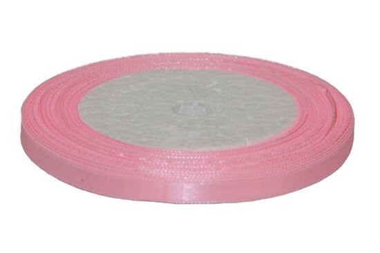 Licht roze enkelzijdig satijnband 7 mm (ca. 22 m)
