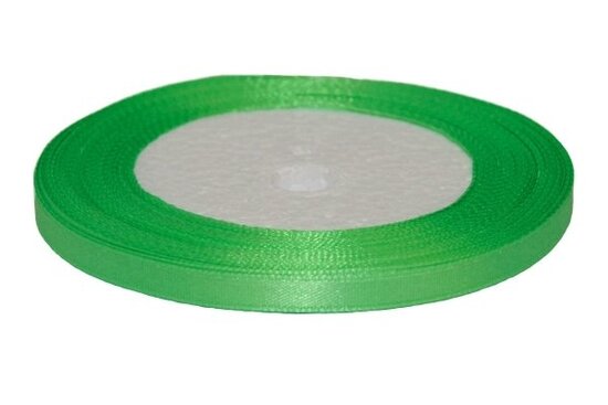 Licht groen enkelzijdig satijnband 7 mm (ca. 22 m)