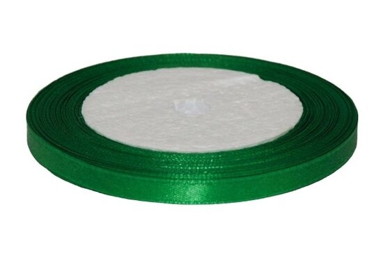 Donker groen enkelzijdig satijnband 7 mm (ca. 22 m)