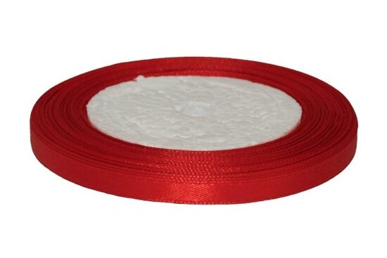 Rood enkelzijdig satijnband 7 mm (ca. 22 m)