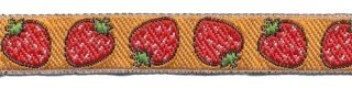 Oranje sierband met rode aardbeien 12 mm (ca. 22 m)
