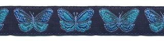 Donker blauw vlinder sierband 12 mm (ca. 22 m)