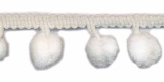 Pompom band wit (ca. 9 meter)