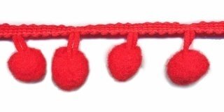 Pompom band rood (ca. 9 meter)