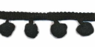 Pompom band zwart (ca. 9 meter)