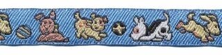 Blauw spelende hondjes band 12 mm (ca. 22 m)
