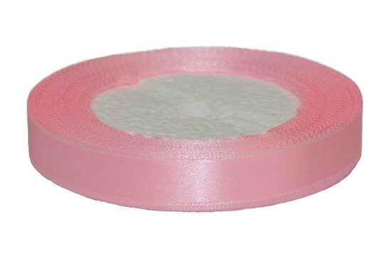 Licht roze enkelzijdig satijnband 13 mm (ca. 22 m)