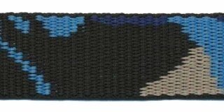 Tassenband 25 mm camouflageprint zwart/blauw/zand dubbelzijdig (ca. 5 m)