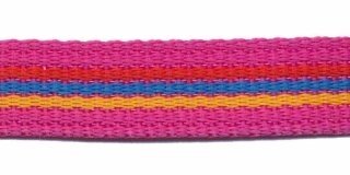 Tassenband 20 mm streep fuchsia/rood/blauw/geel (ca. 5 m)