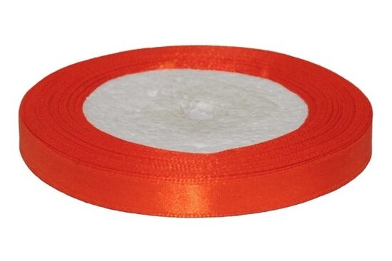 Oranje enkelzijdig satijnband 10 mm (ca. 22 m)