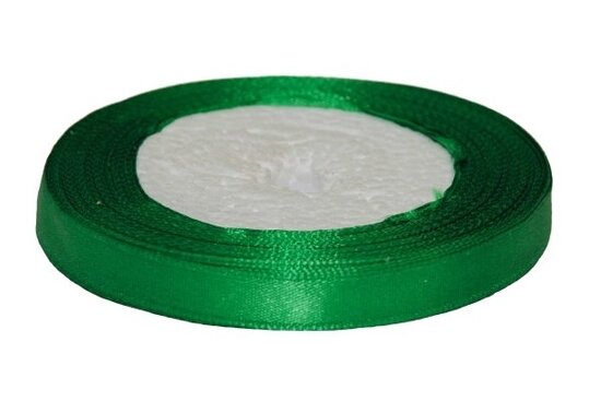 Donker groen enkelzijdig satijnband 10 mm (ca. 22 m)