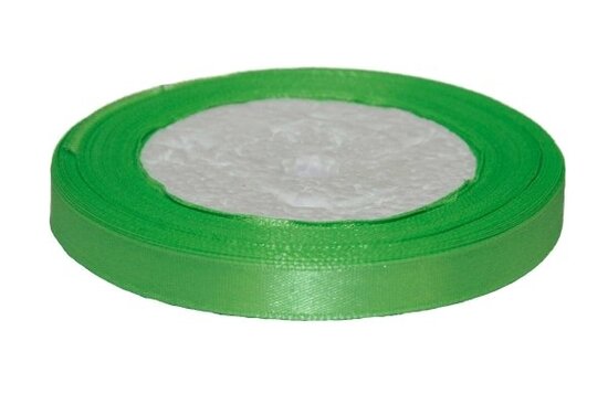 Licht groen enkelzijdig satijnband 10 mm (ca. 22 m)