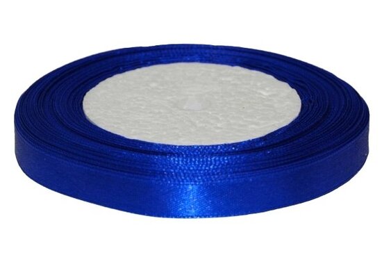Kobalt blauw enkelzijdig satijnband 10 mm (ca. 22 m)