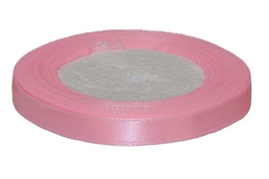 Licht roze enkelzijdig satijnband 10 mm (ca. 22 m)