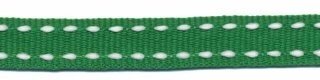 Grasgroen-wit stippel grosgrain/ribsband 10 mm (ca. 25 m)