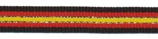 Zwart-rood-zilver-geel streep grosgrain/ribsband 10 mm (ca. 45 m)