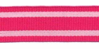 Fuchsia-wit streep grosgrain/ribsband 25 mm (ca. 45 m)
