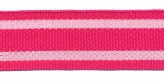 Fuchsia-wit streep grosgrain/ribsband 25 mm (ca. 45 m)