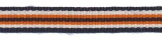 Donker blauw-creme-oranje streep grosgrain/ribsband 10 mm (ca. 25 m)