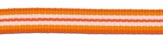 Donker oranje-oranje-wit streep grosgrain/ribsband 10 mm (ca. 25 m)