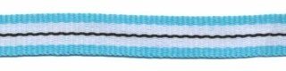 Aqua blauw-wit-zwart streep grosgrain/ribsband 10 mm (ca. 25 m)