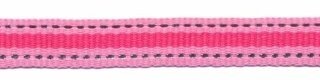 Roze-zilver-fuchsia streep grosgrain/ribsband 10 mm (ca. 45 m)