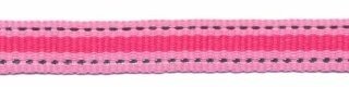 Roze-zilver-fuchsia streep grosgrain/ribsband 10 mm (ca. 45 m)