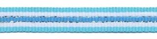 Aqua blauw-wit-zilver-blauw streep grosgrain/ribsband 10 mm (ca. 45 m)