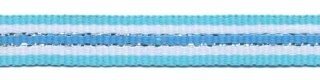 Aqua blauw-wit-zilver-blauw streep grosgrain/ribsband 10 mm (ca. 45 m)