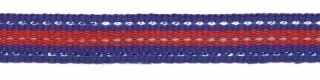 Kobalt blauw-zilver-rood streep grosgrain/ribsband 10 mm (ca. 45 m)