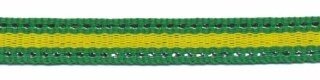 Grasgroen-zilver-gifgroen/geel streep grosgrain/ribsband 10 mm (ca. 45 m)