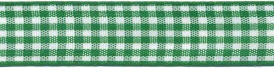 Ruit band groen-wit 15 mm (ca. 45 m)