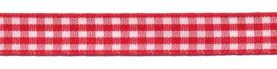 Ruit band rood-wit 10 mm (ca. 45 m)