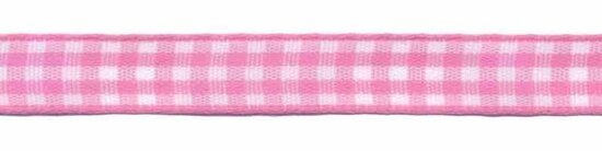 Ruit band roze-wit 10 mm (ca. 45 m)