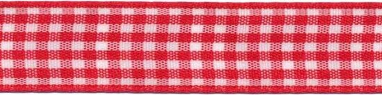 Ruit band rood-wit 15 mm (ca. 45 m)