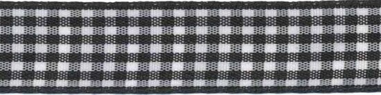 Ruit band zwart-wit 15 mm (ca. 45 m)