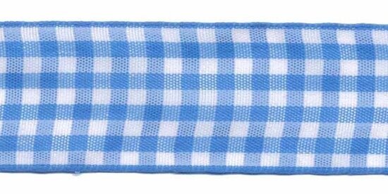 Ruit band blauw-wit 25 mm (ca. 45 m)