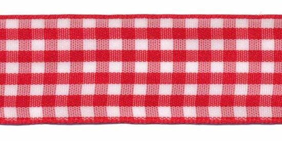 Ruit band rood-wit 25 mm (ca. 45 m)