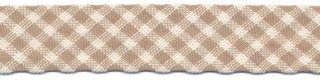 Zand-wit geruit biaisband 13 mm (ca. 10 meter)