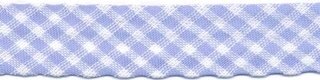 Licht blauw-wit geruit biaisband 13 mm (ca. 10 meter)
