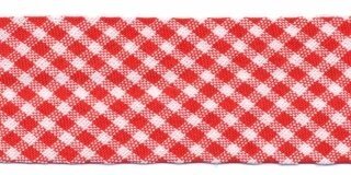 Rood-wit geruit biaisband 25 mm (ca. 10 meter)