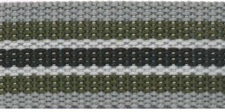 Tassenband 30 mm streep grijs/legergroen/wit/zwart (ca. 5 m)