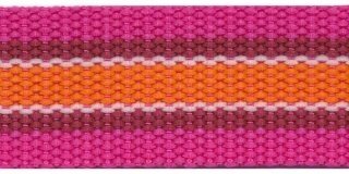 Tassenband 30 mm streep fuchsia/wit/oranje (ca. 5 m)